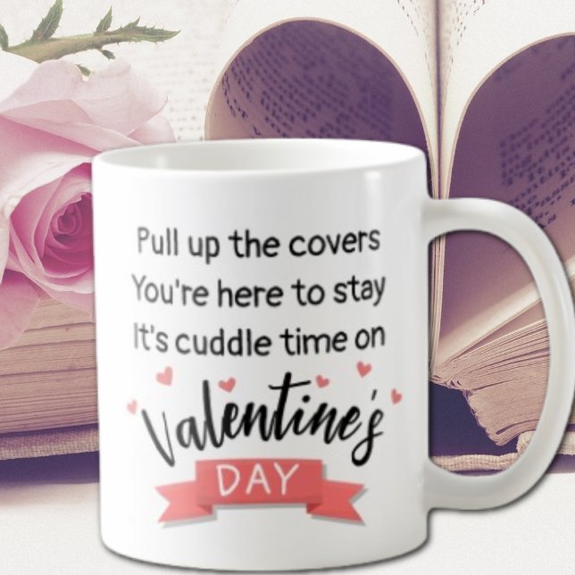 Cute Rhyming Valentine Day dikt med rosa hjärtan Kaffemugg (Valentine's Day poem design

)