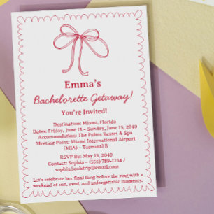Cute Ribbon Bachelorette Resa & Itinerary Inbjudningar