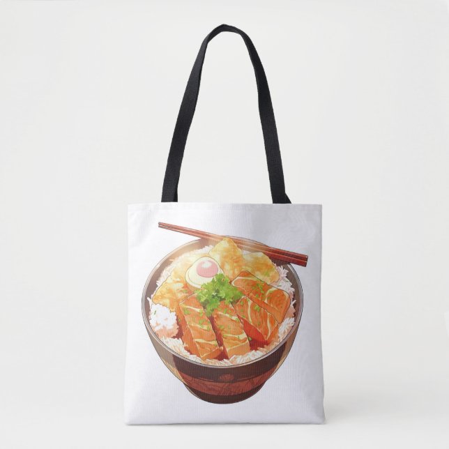 Cute Rice Bowl Tote Bag Tygkasse (Framsida)