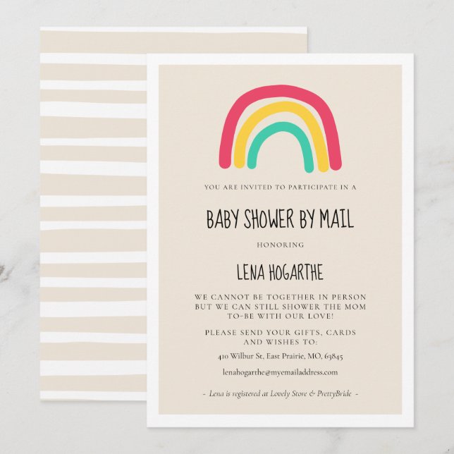 Cute Rinbow Baby Shower med post Inbjudningar (Fram/baksida)