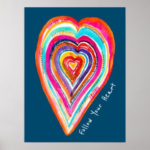 Cute Rinbow hjärta kärlek boho Poster
