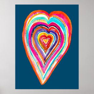Cute Rinbow hjärta kärlek boho Poster