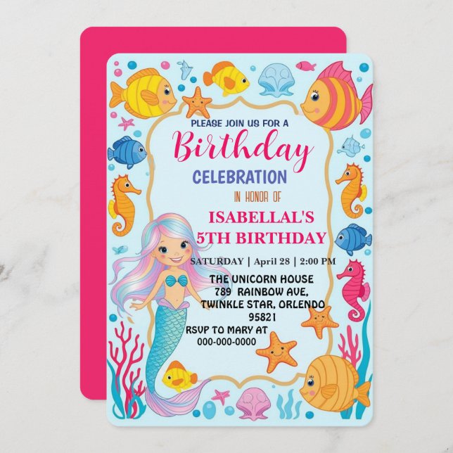 Cute Rinbow sjöjungfru octopus star star födelseår Spara Datumet (Fram/baksida)