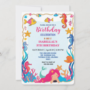 Cute Rinbow sjöjungfru seahorse fish-födelsedag Spara Datumet