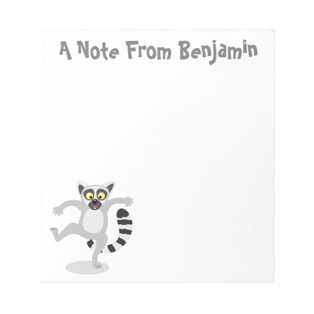 Cute ring svan lemur dans tecknad illustration anteckningsblock (Framsida)