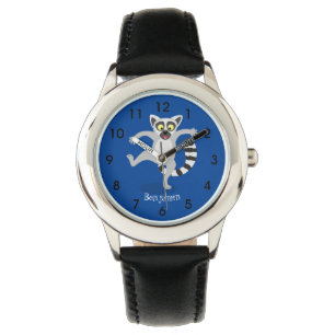 Cute ring svan lemur dans tecknad illustration armbandsur