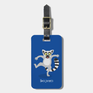 Cute ring svan lemur dans tecknad illustration bagagebricka