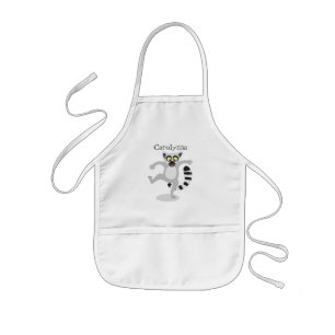 Cute ring svan lemur dans tecknad illustration barnförkläde