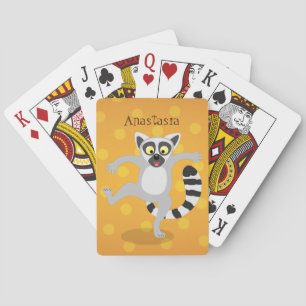 Cute ring svan lemur dans tecknad illustration casinokort