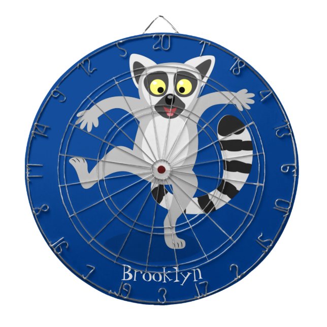 Cute ring svan lemur dans tecknad illustration darttavla (Framsidan)