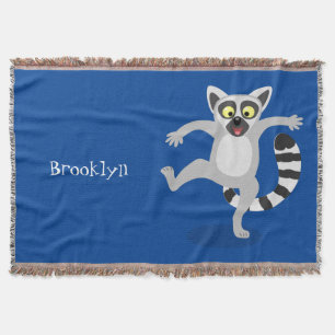 Cute ring svan lemur dans tecknad illustration filt