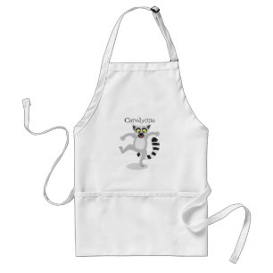 Cute ring svan lemur dans tecknad illustration förkläde