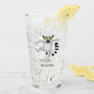 Cute ring svan lemur dans tecknad illustration glaskopp