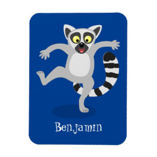 Cute ring svan lemur dans tecknad illustration magnet