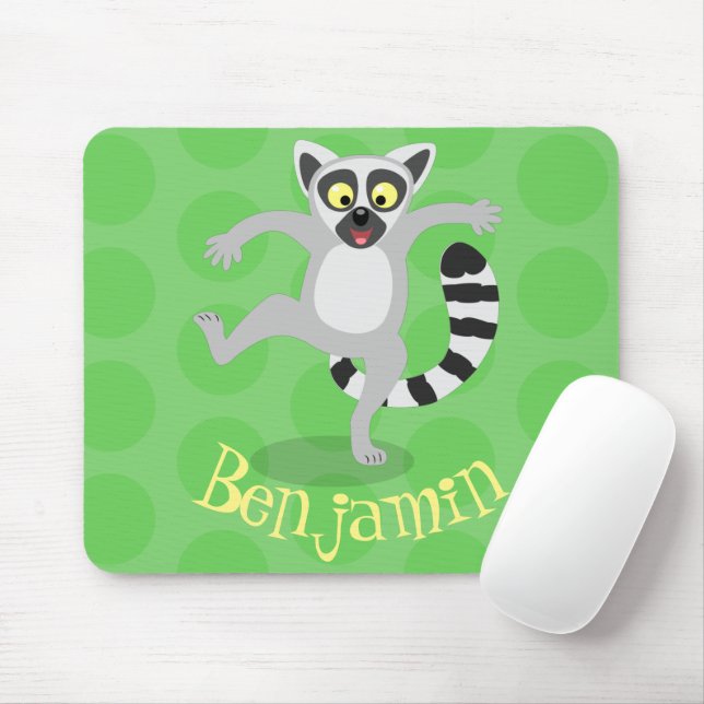 Cute ring svan lemur dans tecknad illustration musmatta (Med mus)