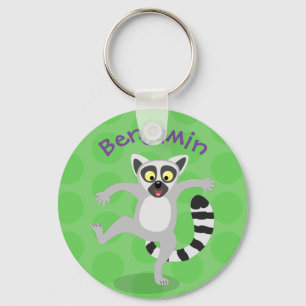 Cute ring svan lemur dans tecknad illustration nyckelring