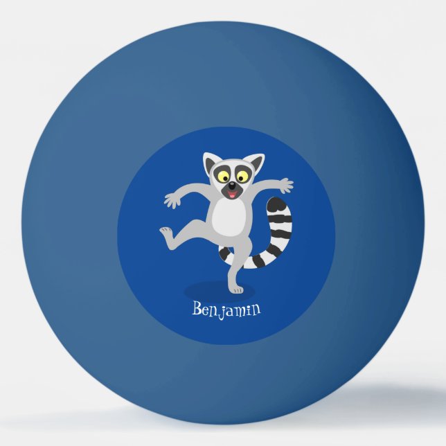 Cute ring svan lemur dans tecknad illustration pingisboll (Framsidan)