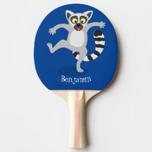 Cute ring svan lemur dans tecknad illustration pingisracket