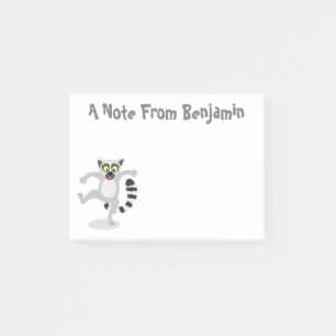 Cute ring svan lemur dans tecknad illustration post-it block