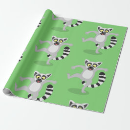 Cute ring svan lemur dans tecknad illustration presentpapper
