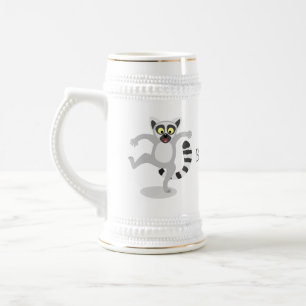 Cute ring svan lemur dans tecknad illustration sejdel