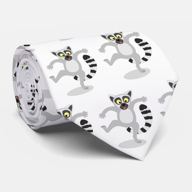 Cute ring svan lemur dans tecknad illustration slips (Rullad)