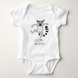 Cute ring svan lemur dans tecknad illustration t shirt