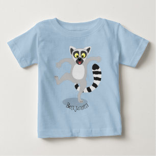Cute ring svan lemur dans tecknad illustration t shirt