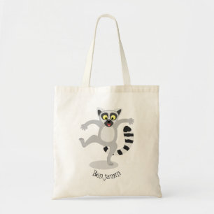 Cute ring svan lemur dans tecknad illustration tygkasse