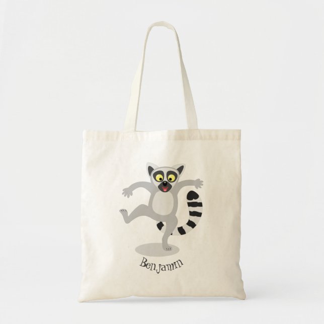 Cute ring svan lemur dans tecknad illustration tygkasse (Framsidan)