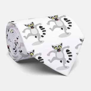 Cute ring svan lemur dansande tecknad illustration slips