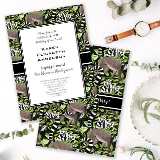 Cute Ring-Tail Lemurs Madagaskar Jungle Party Inbjudningar