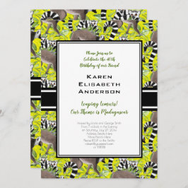 Cute Ring-Tail Lemurs Madagaskar Jungle Party Inbjudningar