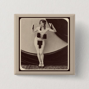 Cute risqué 1920's Flapper Girl Button Knapp