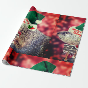 Cute River Otter god jul inslagning papprare Presentpapper