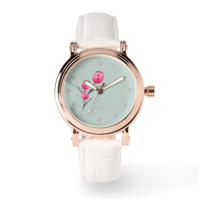 Cute Ro Blommigt personlig  eWatch Watch Armbandsur (Framsida)