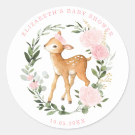 Cute  Ro Greenery Woodland Hjort Fawn Baby Runt Klistermärke