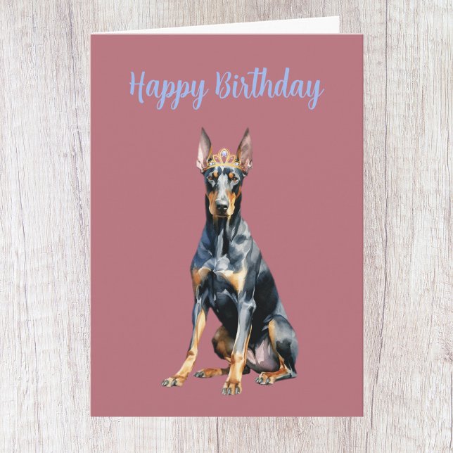 Cute Ro Guld Doberman-födelsedagskort Kort (Skapare uppladdad)