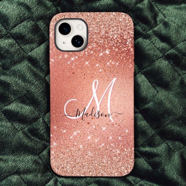 Cute ro guld faux glitter monogram (Skapare uppladdad)