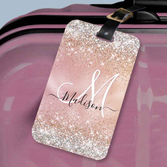 Cute ro guld faux silver glitter bagagebricka (Skapare uppladdad)