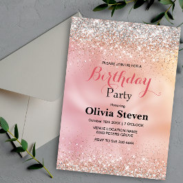 Cute ro guld faux silver glitter inbjudningar