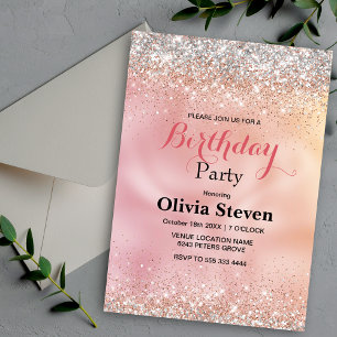 Cute ro guld faux silver glitter inbjudningar