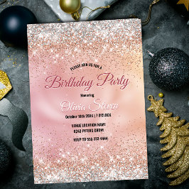 Cute ro guld faux silver glitter inbjudningar