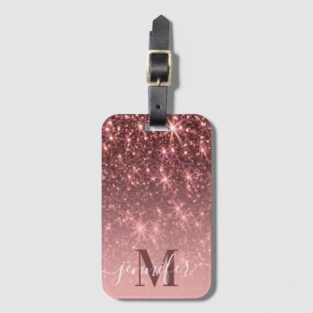 Cute Ro Guld Glitter Bagagebricka (Framsida vertikal)