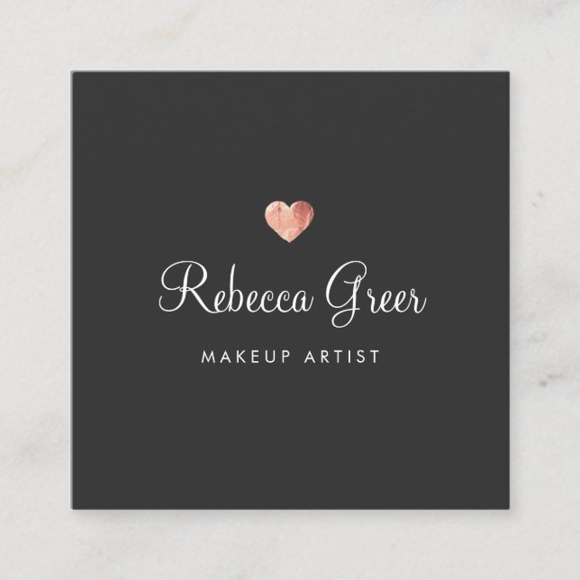 Cute Ro Guld Heart Black Beauty Consultant Fyrkantigt Visitkort (Framsida)