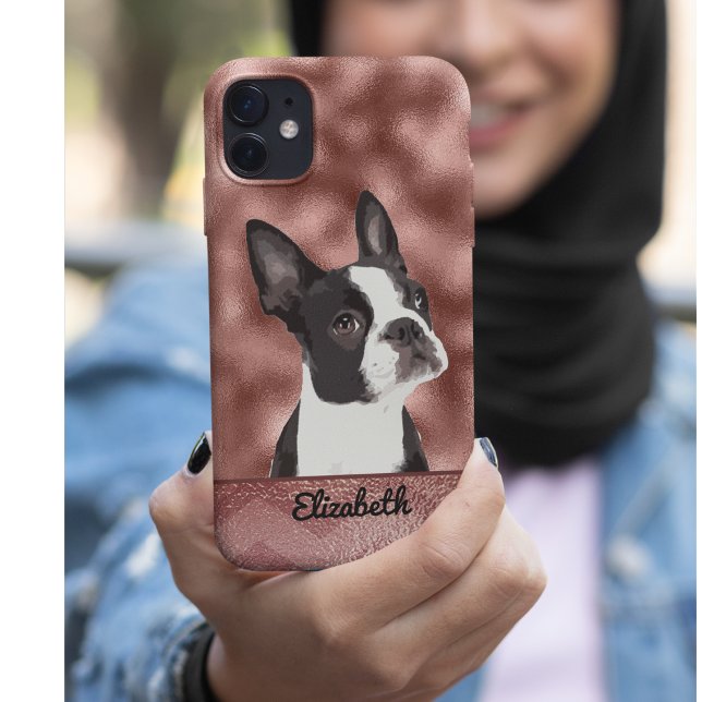 Cute Ro Guld Rosa Boston Terrier Hund Pet (Adorable Boston Terrier Phone Case.)