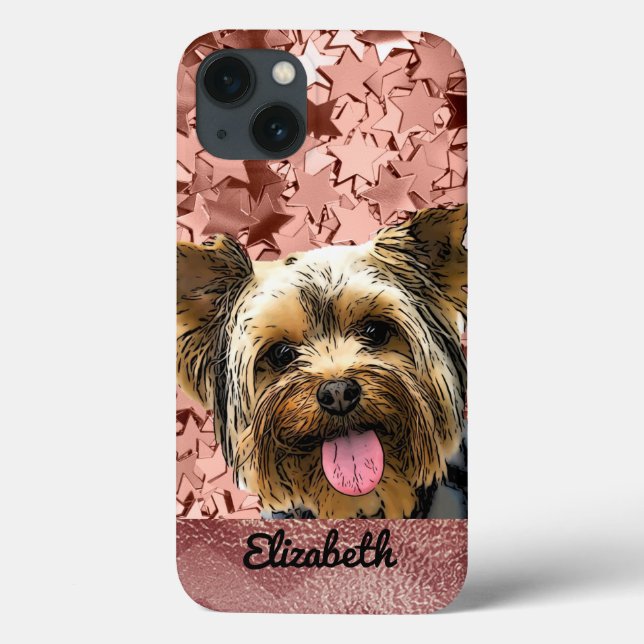 Cute Ro Guld Rosa Yorkie Hund Söt Chic Namn (Baksida)