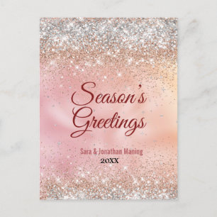 Cute ro guld silver glitter,, jul nytt år vykort