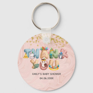 Cute Ro Marble Baby Shower Animal Tack Nyckelring