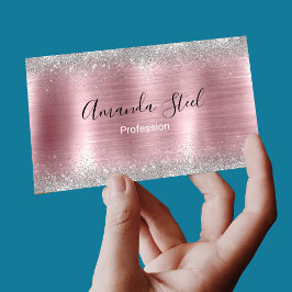 Cute ro  silver faux glitter magnetiska visitkort